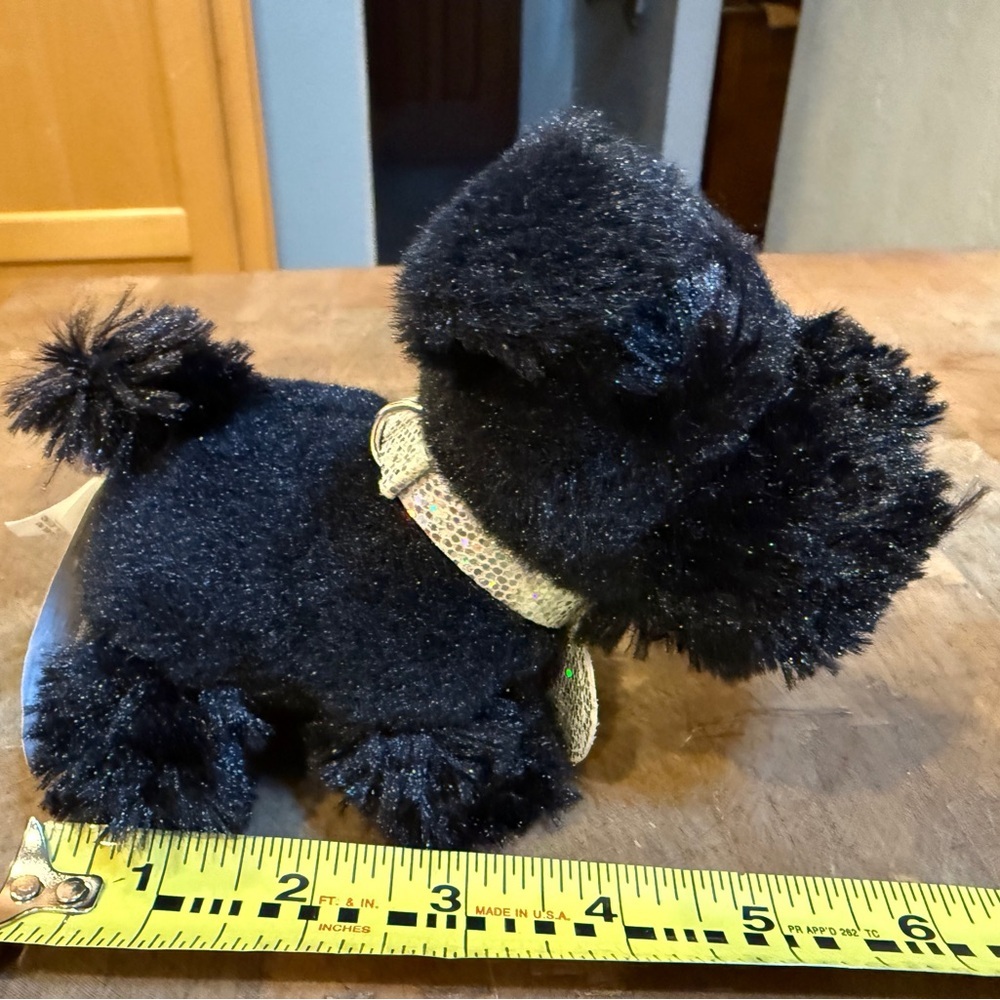 Black Plush Dog “Sammy” Justice 6 inch Black Terroir Dog Sparkly Collar - Picture 3 of 12